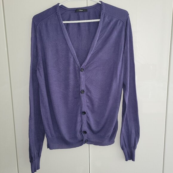 Z Zegna Purple Silk and Cotton Cardigan Sweater Size L - Picture 1 of 5
